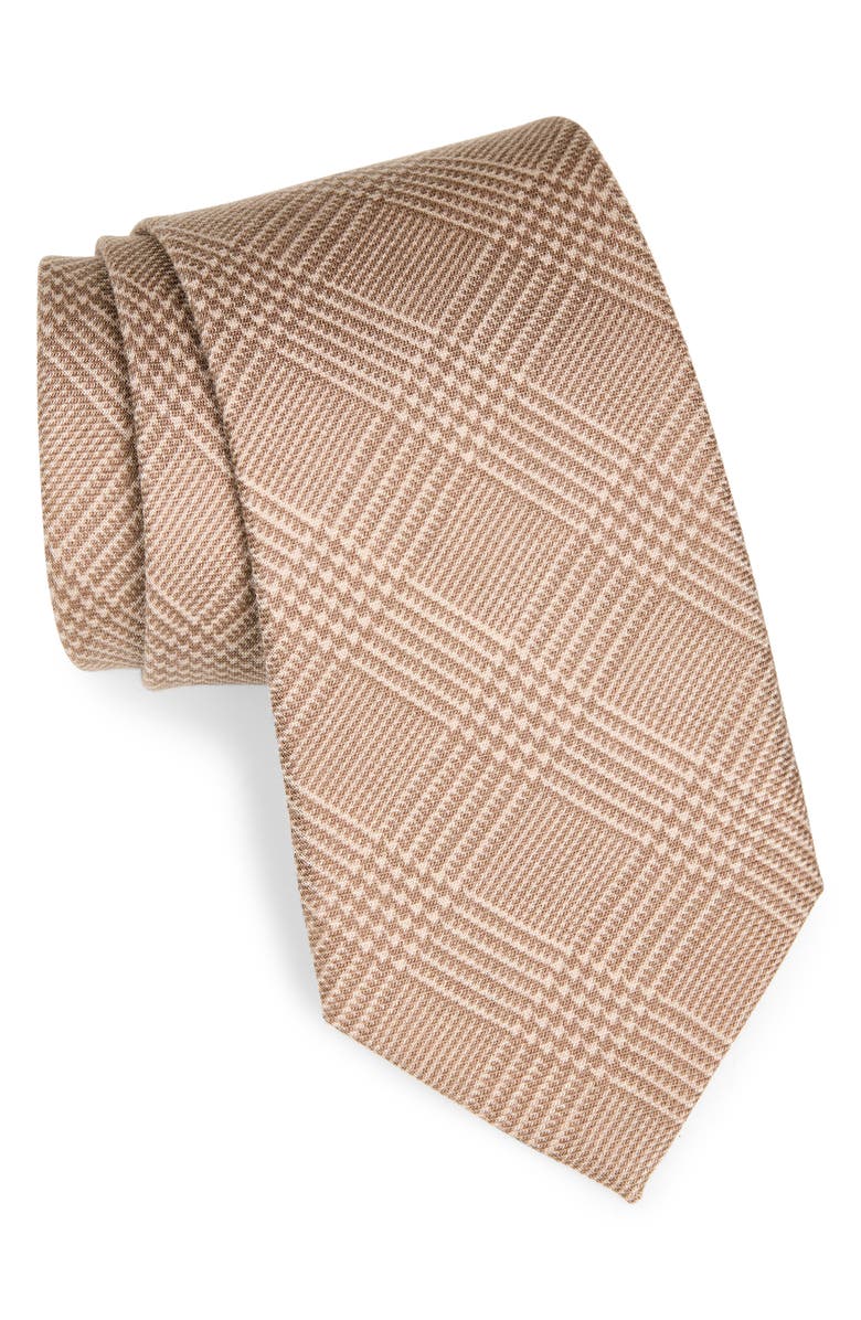 Ralph Lauren Purple Label Glen Plaid Cashmere & Silk Tie, Main, color, Champagne