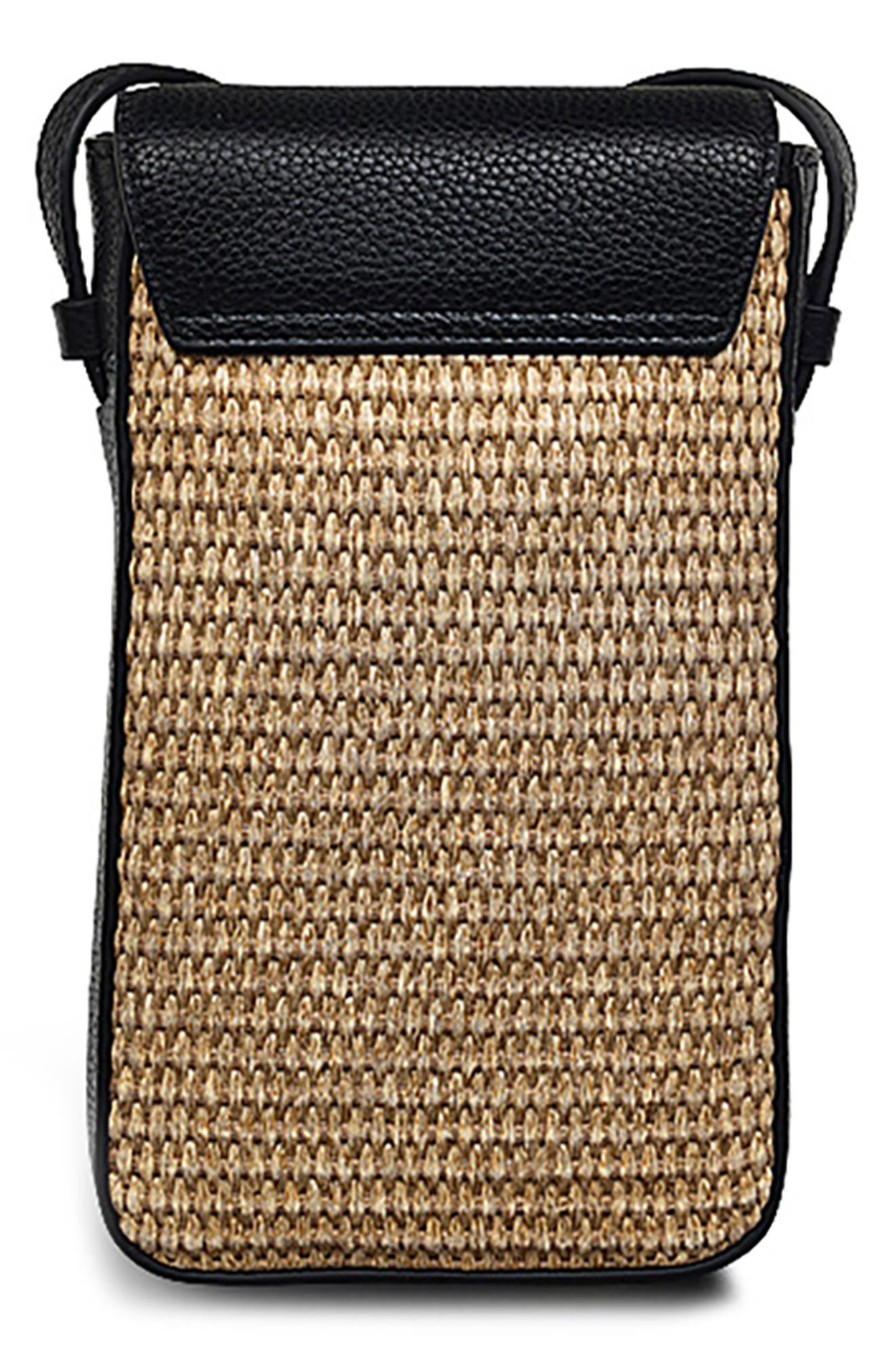 Radley Bishops Lane Straw Mini Phone Crossbody Bag, Alternate, color, Black