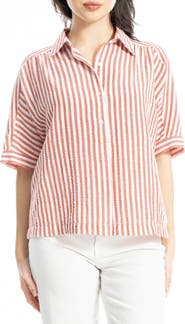 MAX STUDIO Textured Stripe Camp Shirt