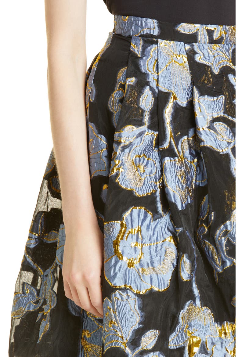 Tove Floral Organza Skirt, Alternate, color, 2001 FLOWER FOLIAGE GOLD