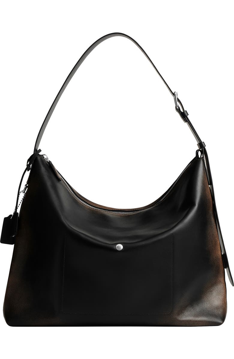 COACH Mott Loved Leather Messenger Bag, Alternate, color, Black/ Light Tan