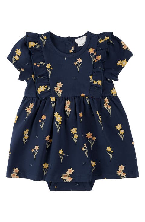 Daffodil Print Cotton Skirted Bodysuit (Baby)
