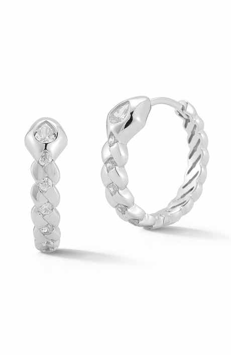 CHLOE AND MADISON Cubic Zirconia Snake Huggie Hoop Earrings