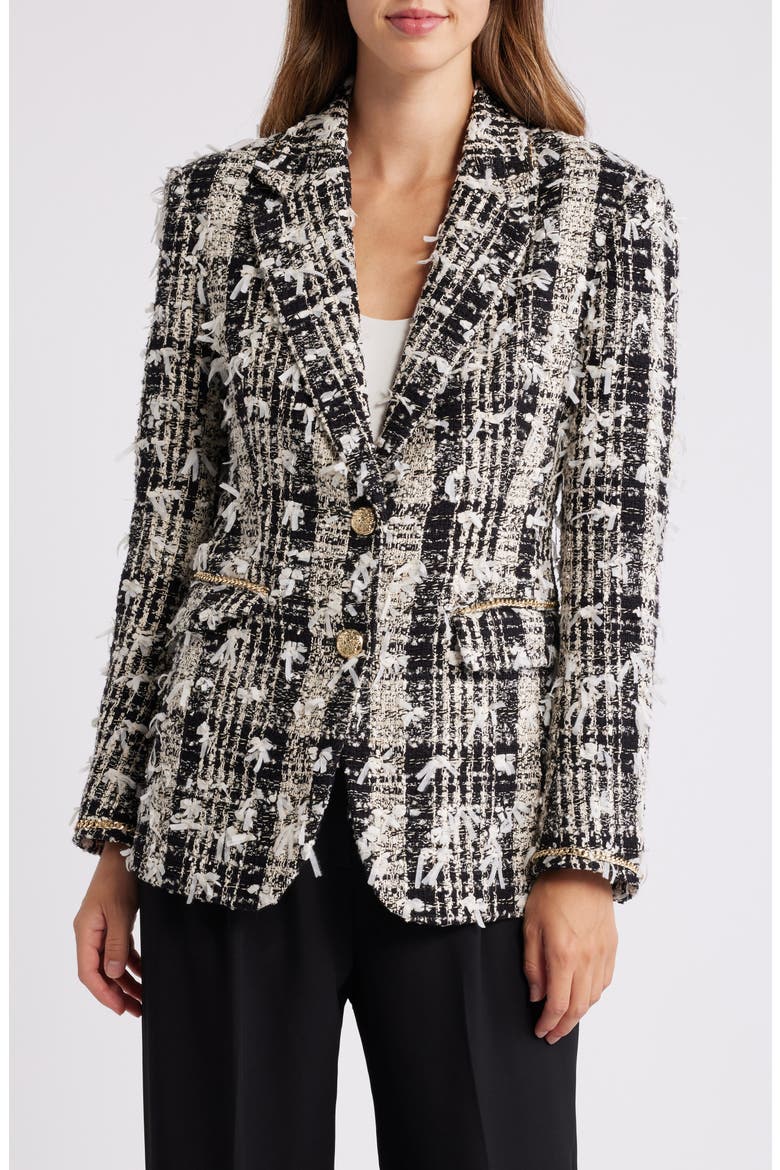 Georgia Tweed Jacket, Alternate, color, BLACK/ IVORY