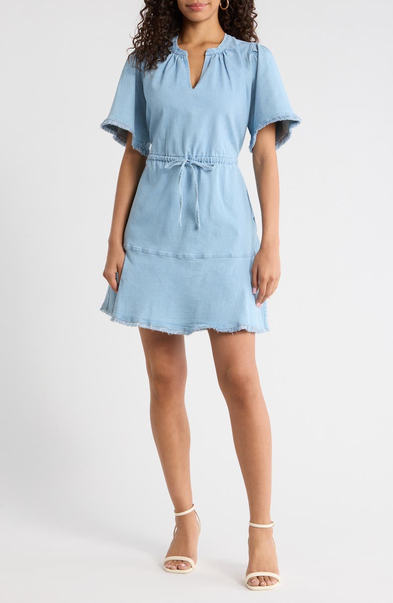 SUGARLIPS Gabriella Denim Nimmy Fringe Dress, Main, color, Light Denim
