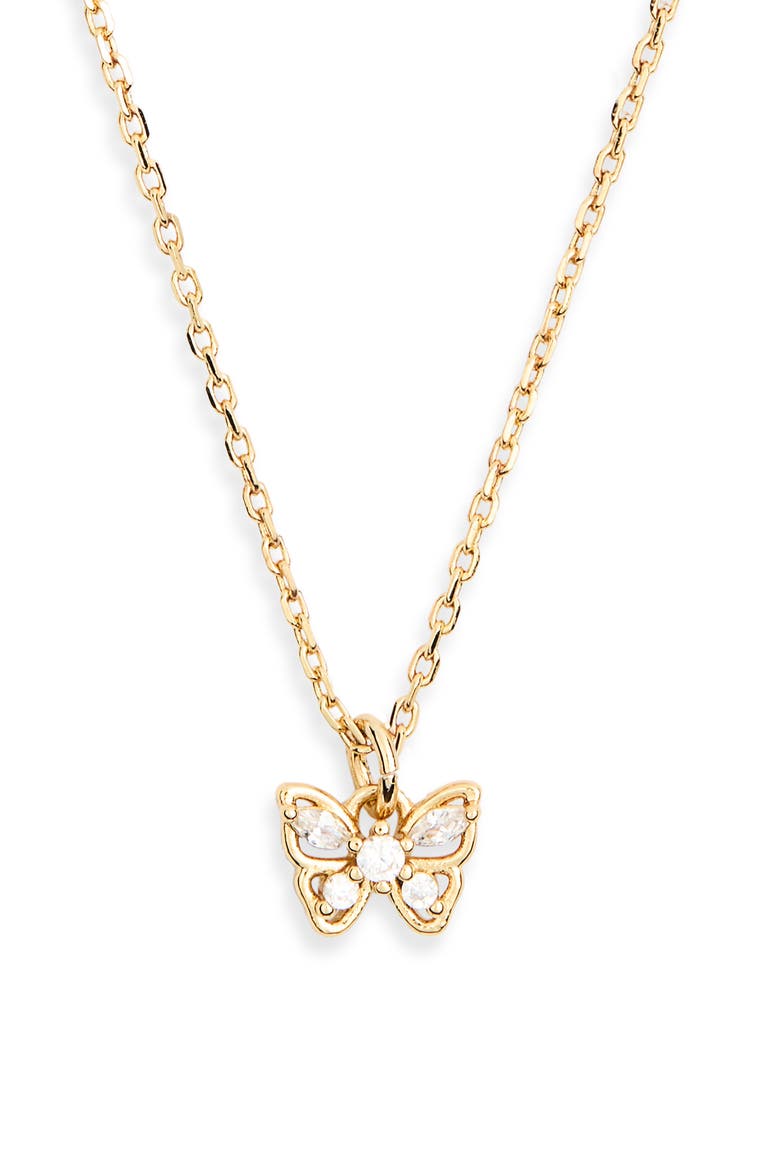 butterfly pendant necklace, Alternate, color, CLEAR/ GOLD