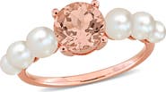 Julianna B. Morganite & Cultured Pearl Ring 10k