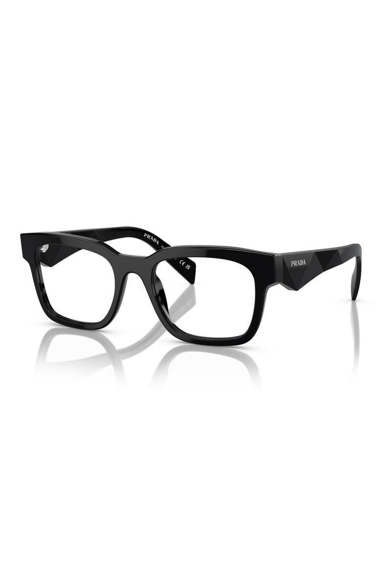 53mm Pillow Optical Glasses, Alternate, color, BLACK