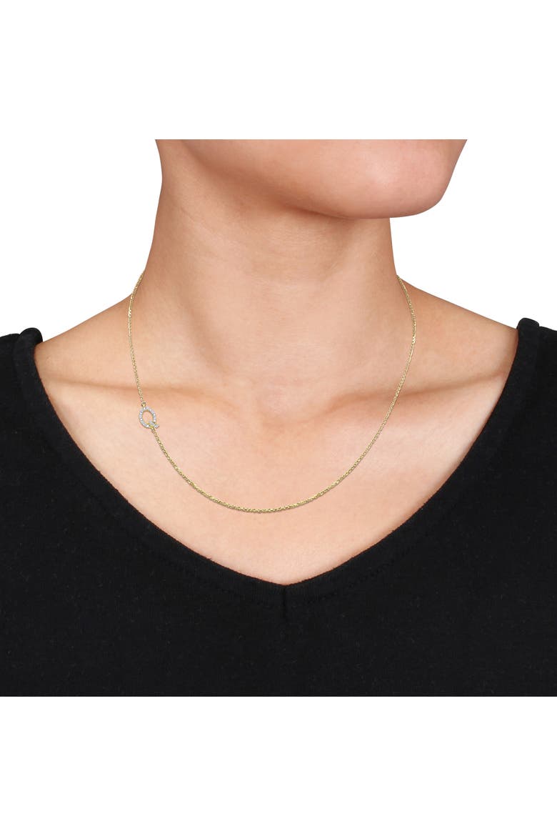 Diamond Initial Necklace 14k Yellow Gold, Alternate, color, Q