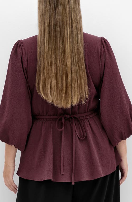 City Chic Celina Wrap Top In Burgundy