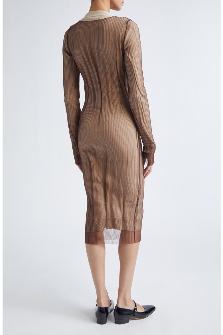 Sheer Overlay Sweater Dress, Alternate, color, BEIGE-BROWN