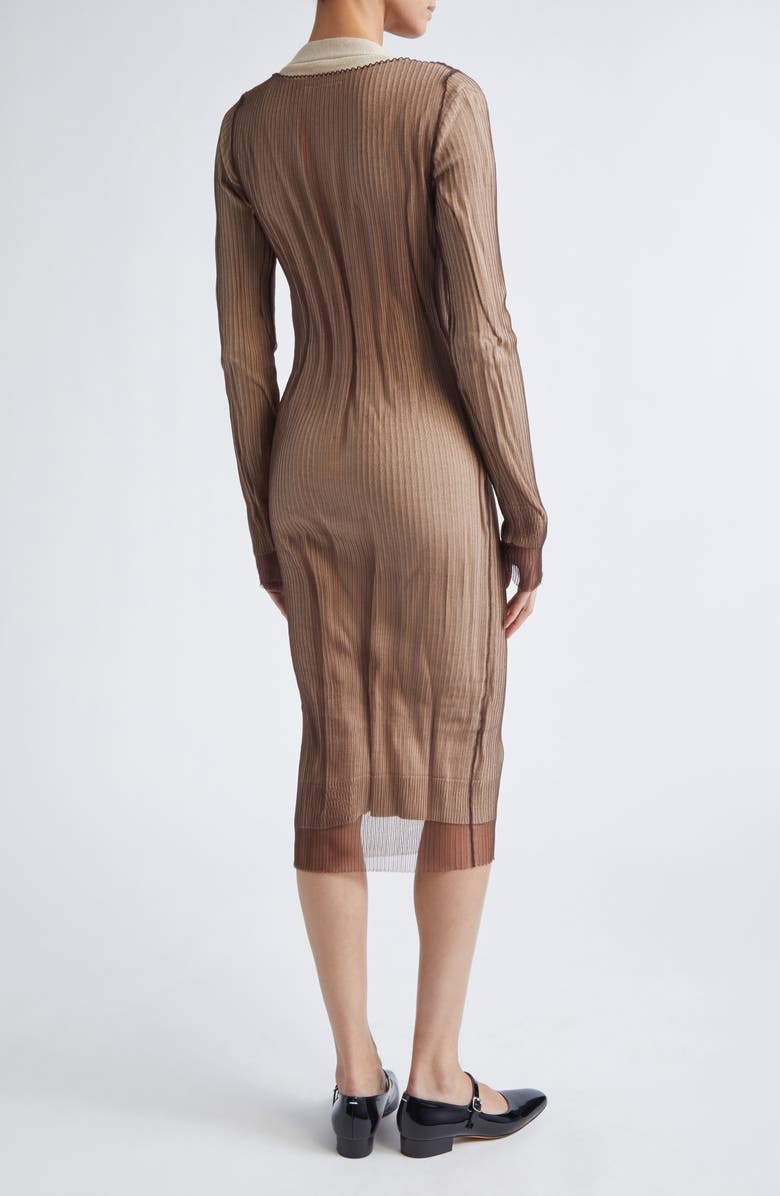 MM6 Maison Margiela Sheer Overlay Sweater Dress, Alternate, color, Beige-Brown