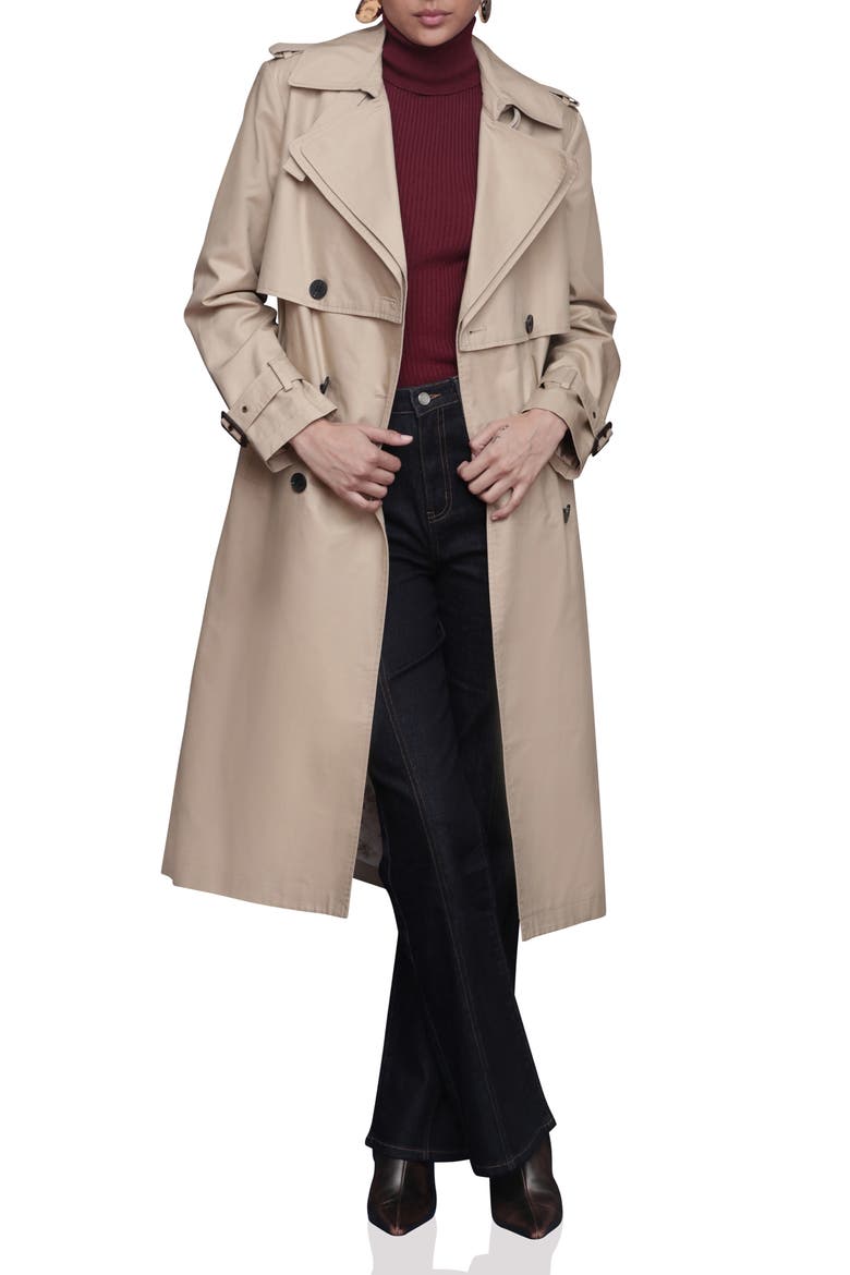 Layered Cotton Blend Trench Coat, Alternate, color, SAND