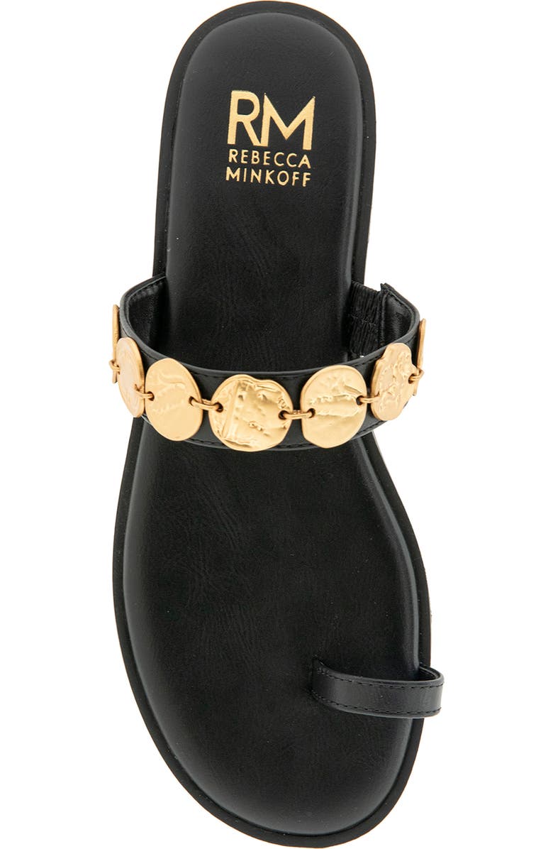 Rebecca Minkoff Claire Coin Toe Loop Sandal, Alternate, color, Black