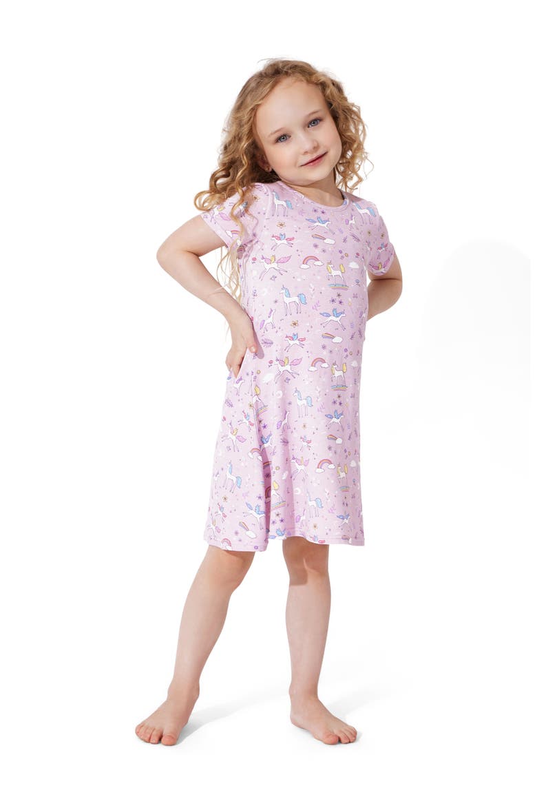 Kids' Enchanted Unicorn Short Sleeve Dress, Alternate, color, Enchanted Unicorn