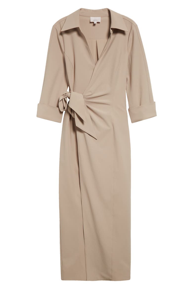 Cayleigh Wrap Midi Dress, Alternate, color, KHAKI