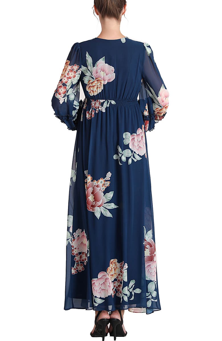 Kimi & Kai Adell Maternity Maxi Chiffon Dress, Alternate, color, Navy