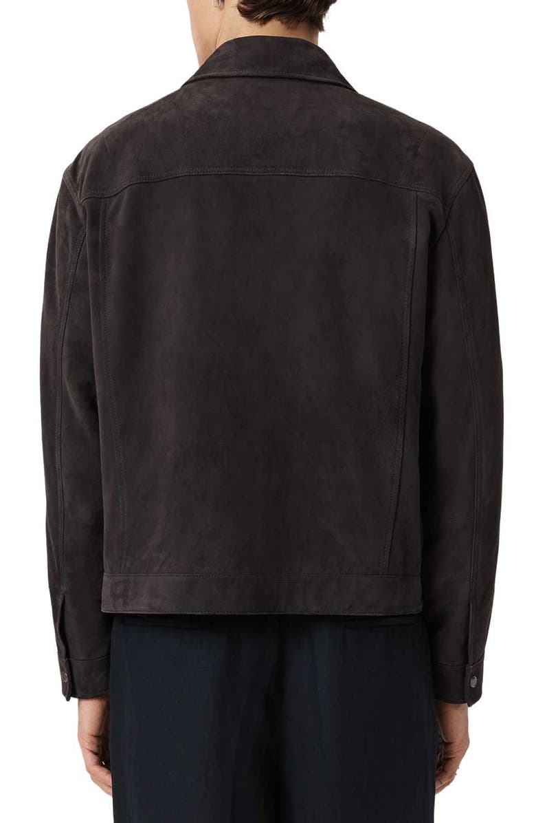 AllSaints Shelton Goatskin Suede Jacket, Alternate, color, Washed Black
