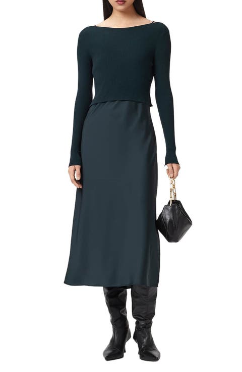 Hera Long Sleeve 2-in-1 Rib Sweater & Midi Slipdress