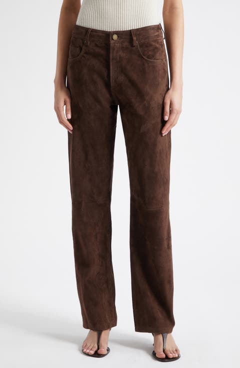 Wide Leg Suede Jeans