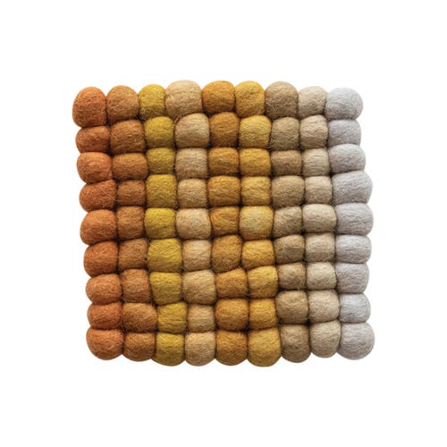 Storied Home Handmade Wool Felt Ball Square Trivet In Multi