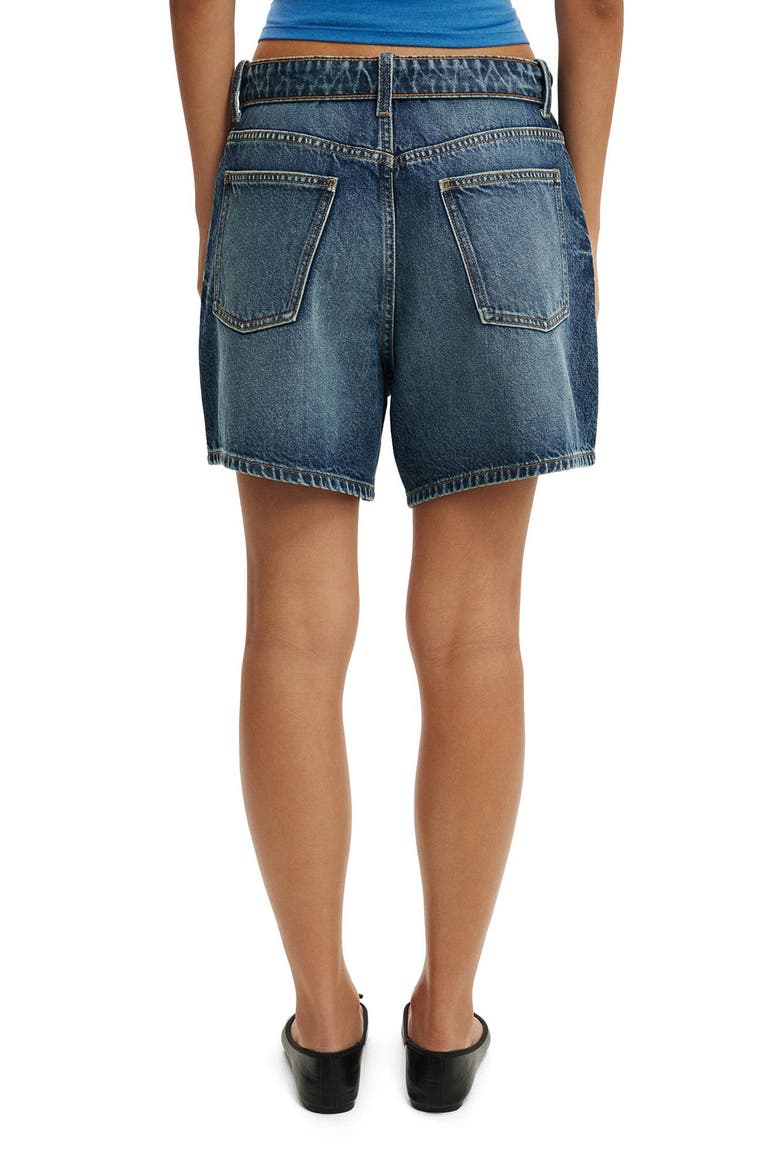 High '90s Foldover Waistband Denim Shorts, Alternate, color, VIRGO BLUE FOLDOVER