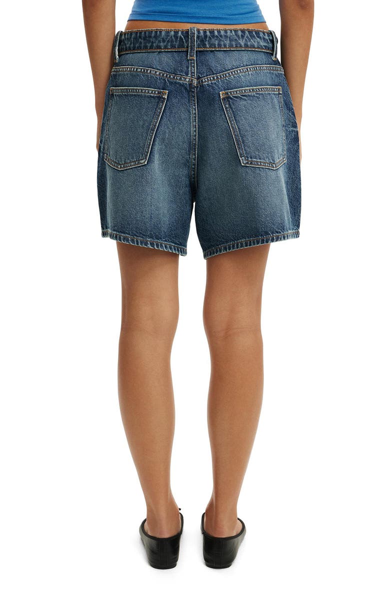 Cotton On '90s High Waisr Denim Shorts, Alternate, color, Virgo Blue Foldover