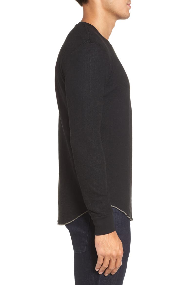 Double Layer Slim Crewneck T-Shirt, Alternate, color, BLACK