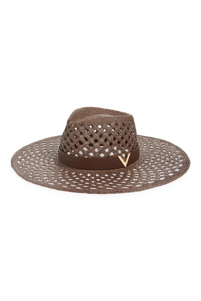 V Signature Straw Fedora, Main, color, KG8 FONDANT/ FONDANT