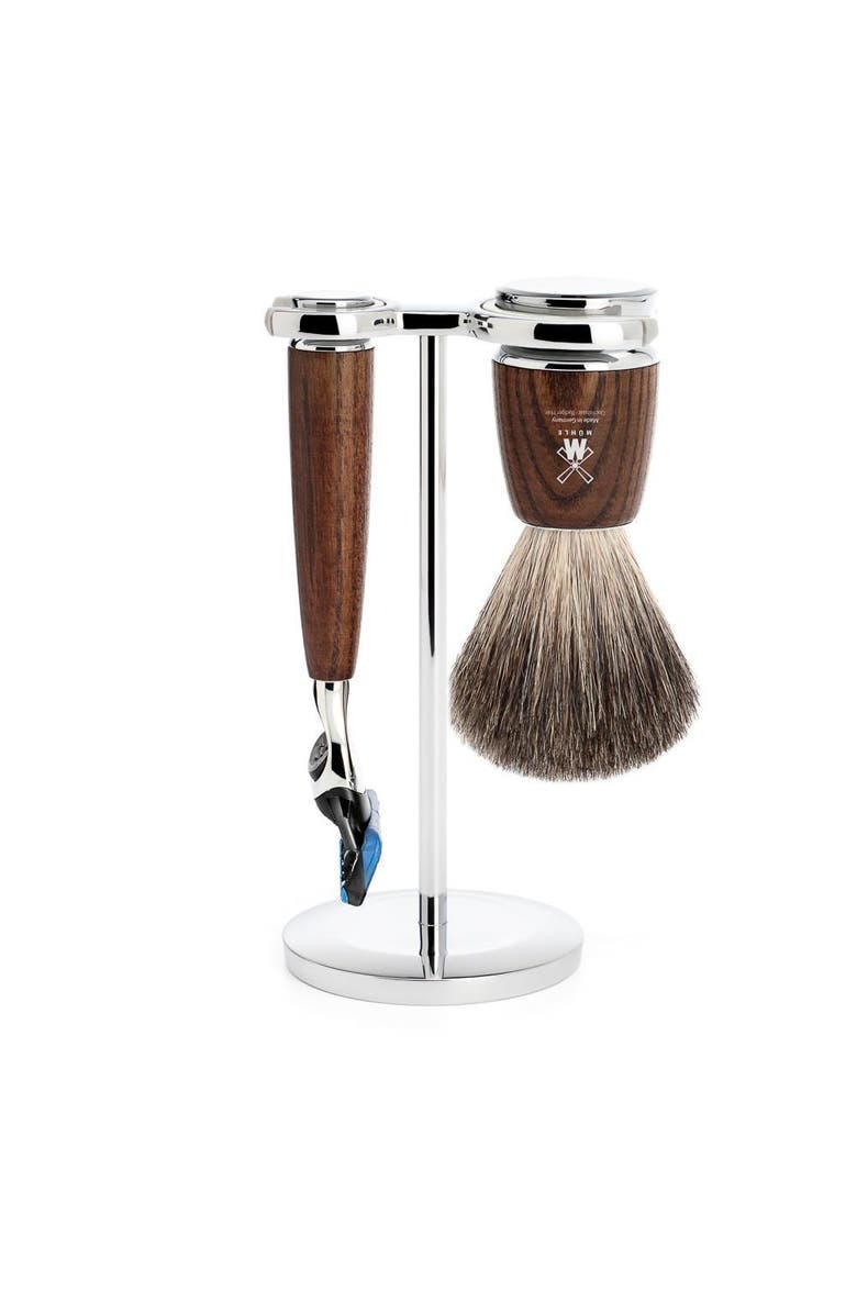 MÜHLE Rytmo Steamed Ash 3-Piece Pure Badger & Fusion Shaving Set, Main, color, Steamed Ash