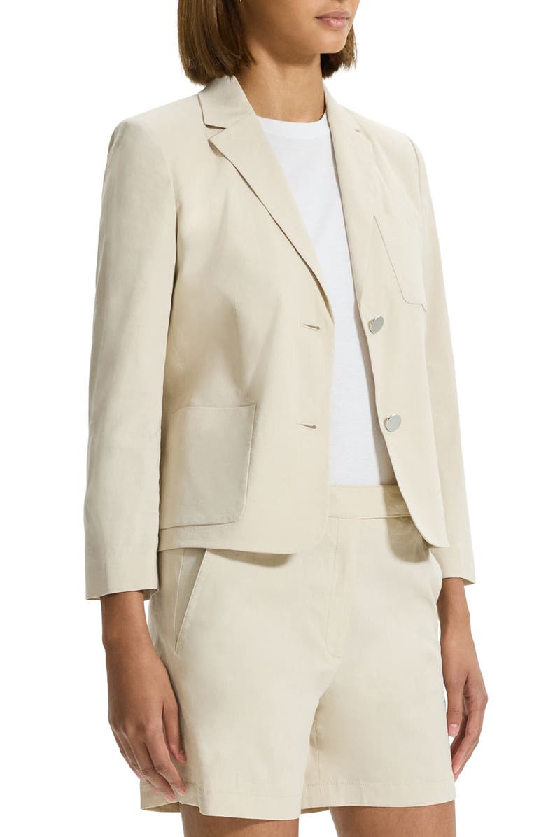 Theory Good Shrunken Linen Blend Blazer, Alternate, color, Straw