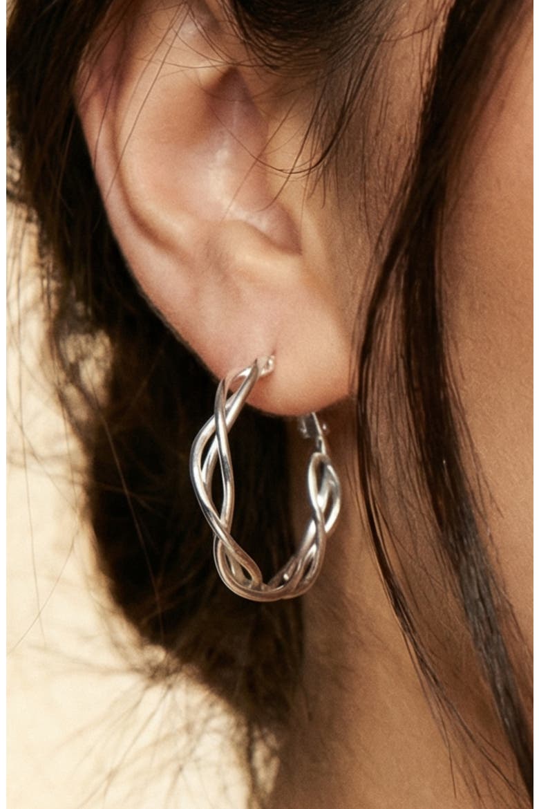 Marquise Station Hoop Earrings, Alternate, color, SILVER