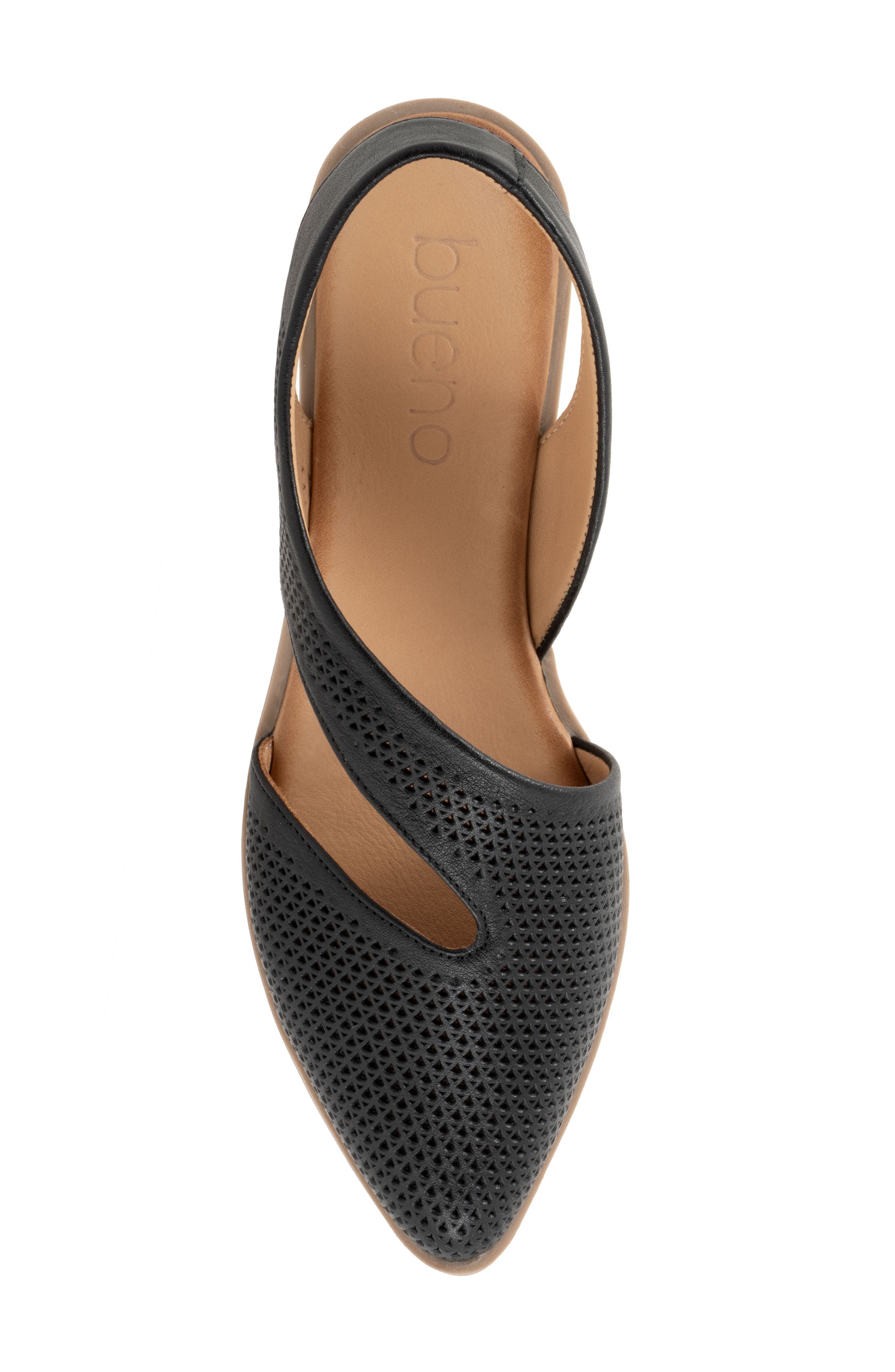 Bueno Bianca Perf Slingback Pointed Toe Flat, Alternate, color, Black