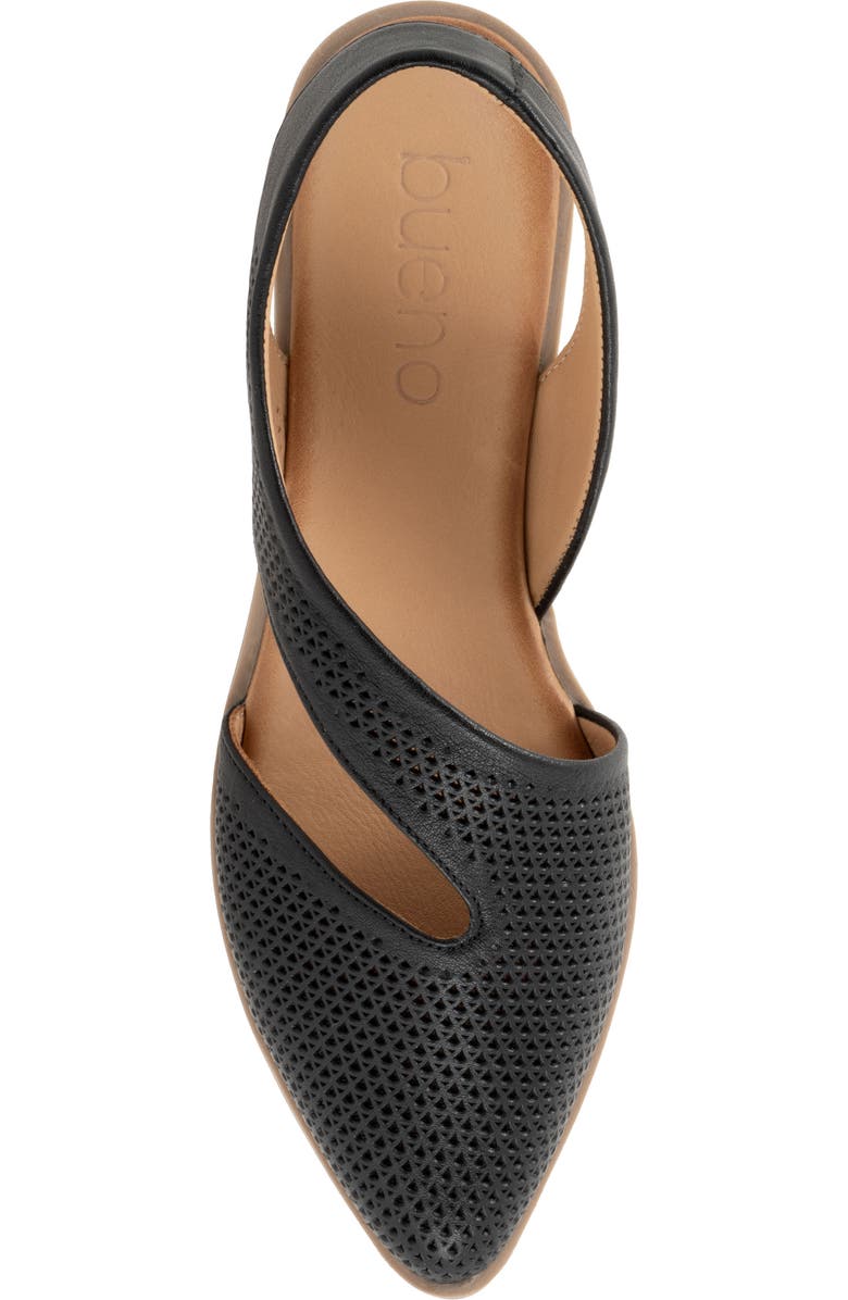 Bueno Bianca Perf Slingback Pointed Toe Flat, Alternate, color, Black