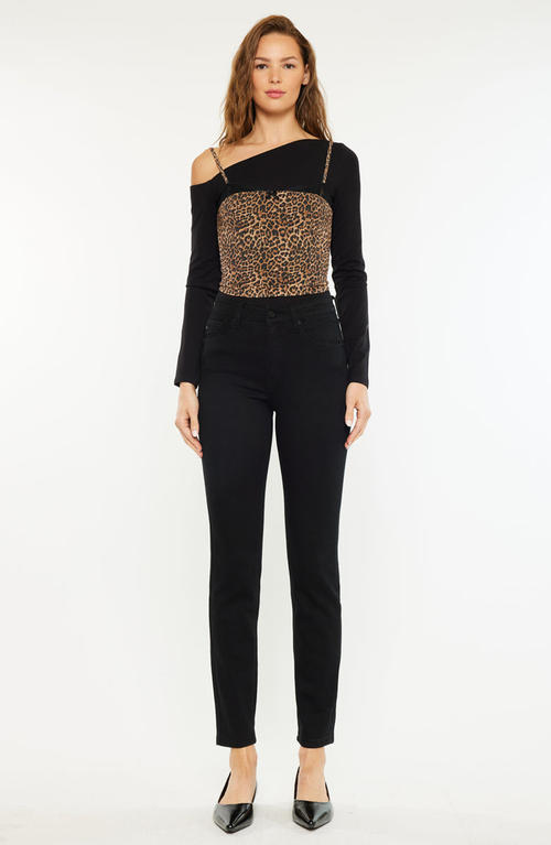 Kancan Jovi Essentials High Rise Cigarette Leg Jeans In Black