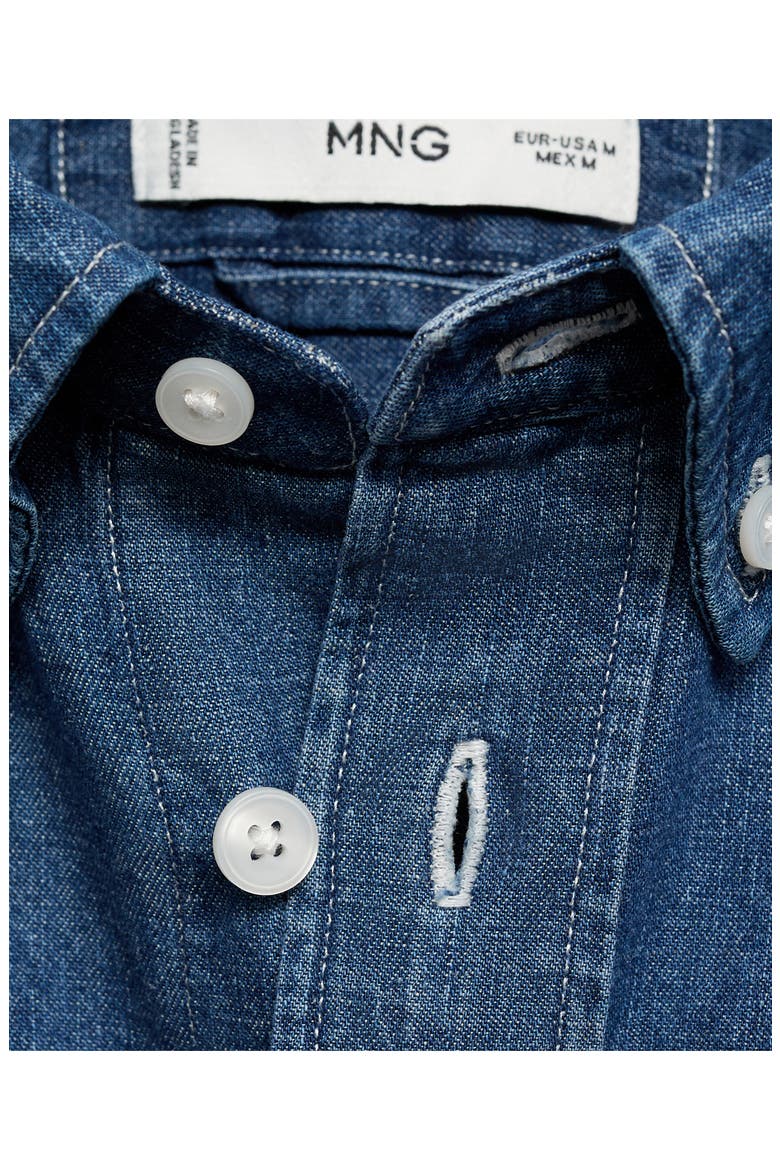 Regular Fit Cotton & Linen Denim Button-Down Shirt, Alternate, color, MEDIUM BLUE