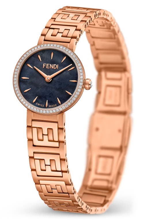 Fendi Forever Diamond Watch Woman Wrist Watch Rose Gold Size - Stainless Steel In Rose Gold/black Mop
