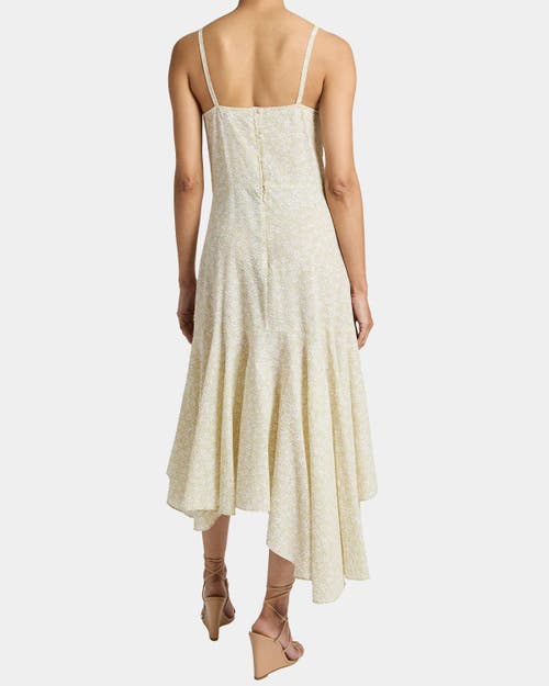 Santorelli Davin Sleeveless Asymmetric Fit And Flare Midi Dress In Cotton Seersucker