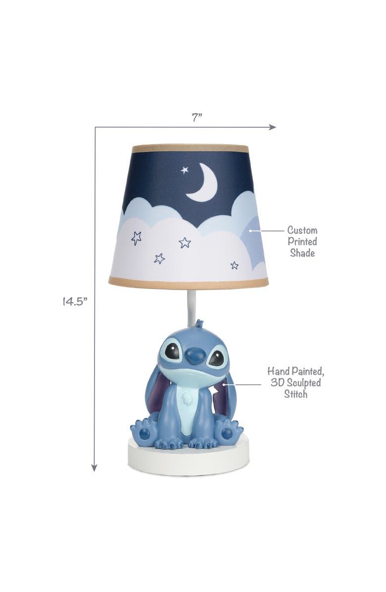 Bedtime Originals Disney Stitch Hand-Painted 3D Sculpted Nursery Lamp and Shade, Alternate, color, Blue