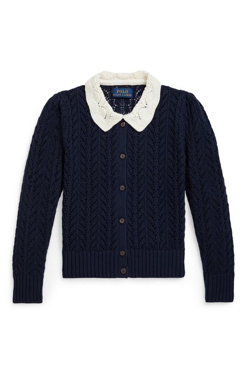 Kids' Collared Pointelle Cardigan (Little Kid)
