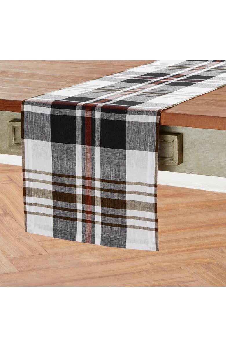Solino Home Linen Table Runner for Dining Table, Holiday and Everyday Table Decor - Oxford Plaid, Alternate, color, 