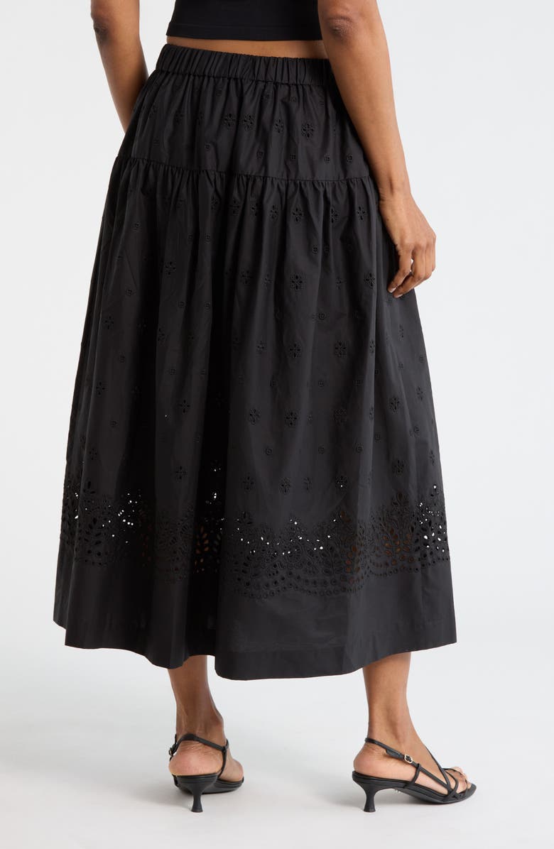 A.L.C. Jay Eyelet Embroidered Cotton Midi Skirt, Alternate, color, Black