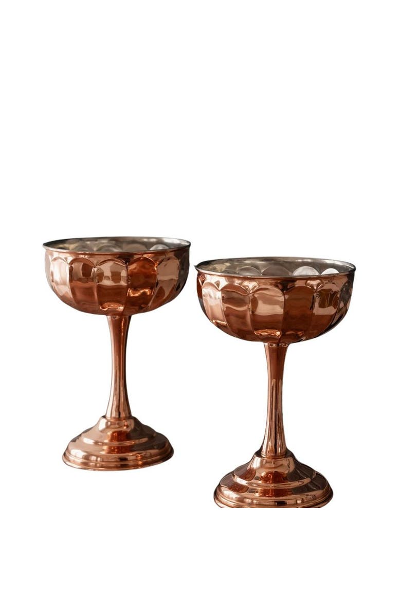 Coppermill Kitchen Vintage-Inspired Copper Coupe Glasses, Main, color, Copper