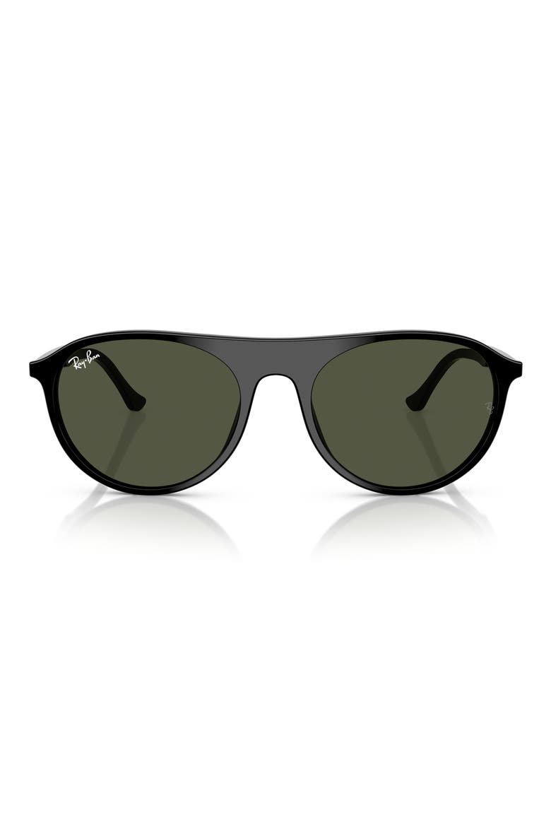56mm Round Sunglasses, Main, color, BLACK
