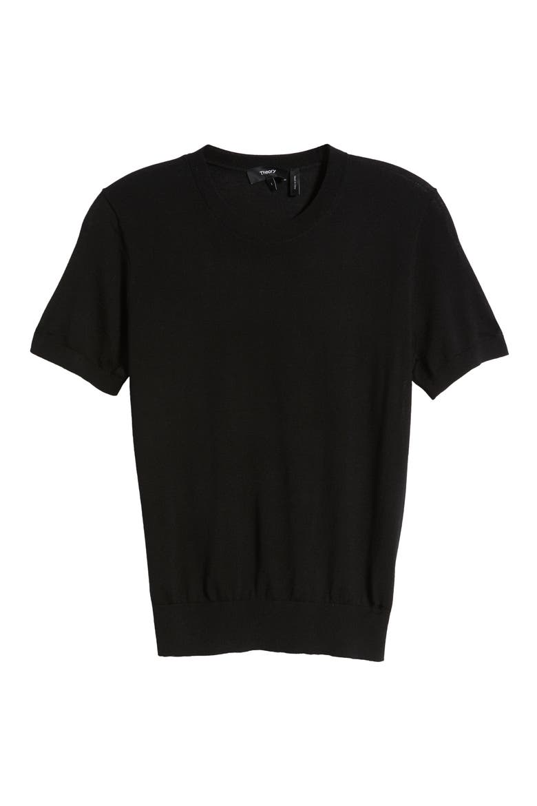Regal Short Sleeve Wool Sweater, Alternate, color, BLACK