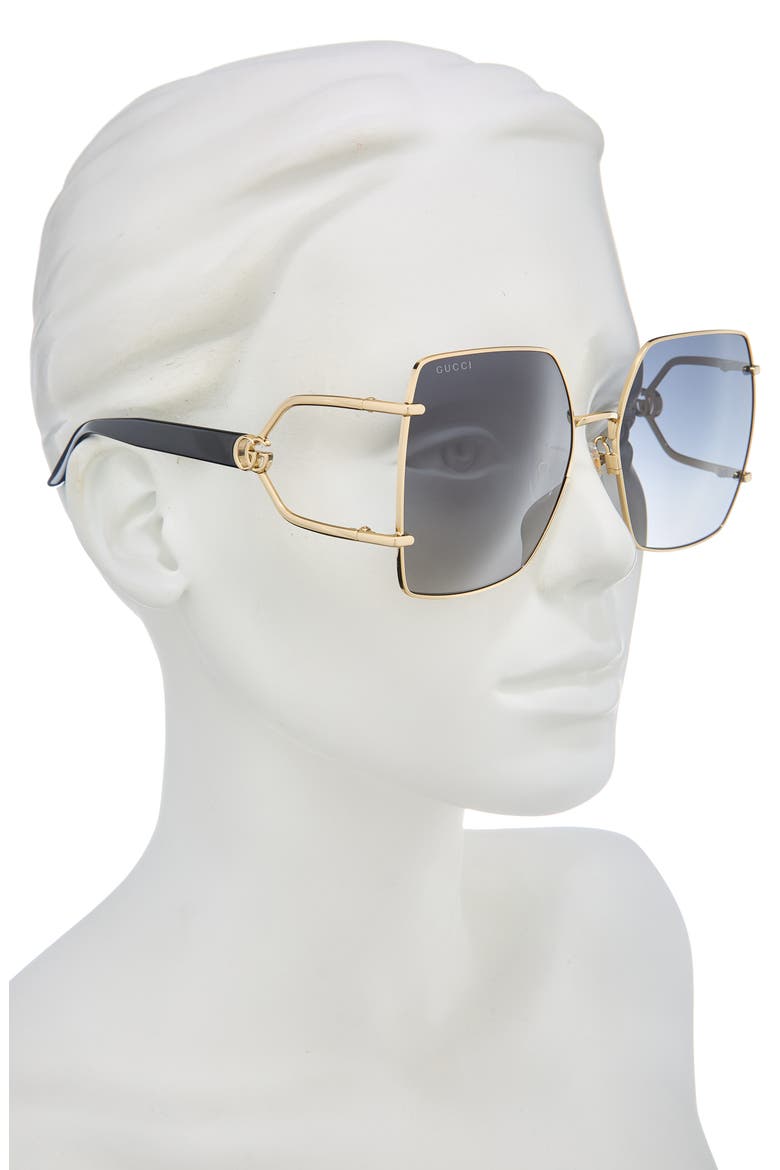 61mm Square Sunglasses, Alternate, color, GOLD BLACK GREY