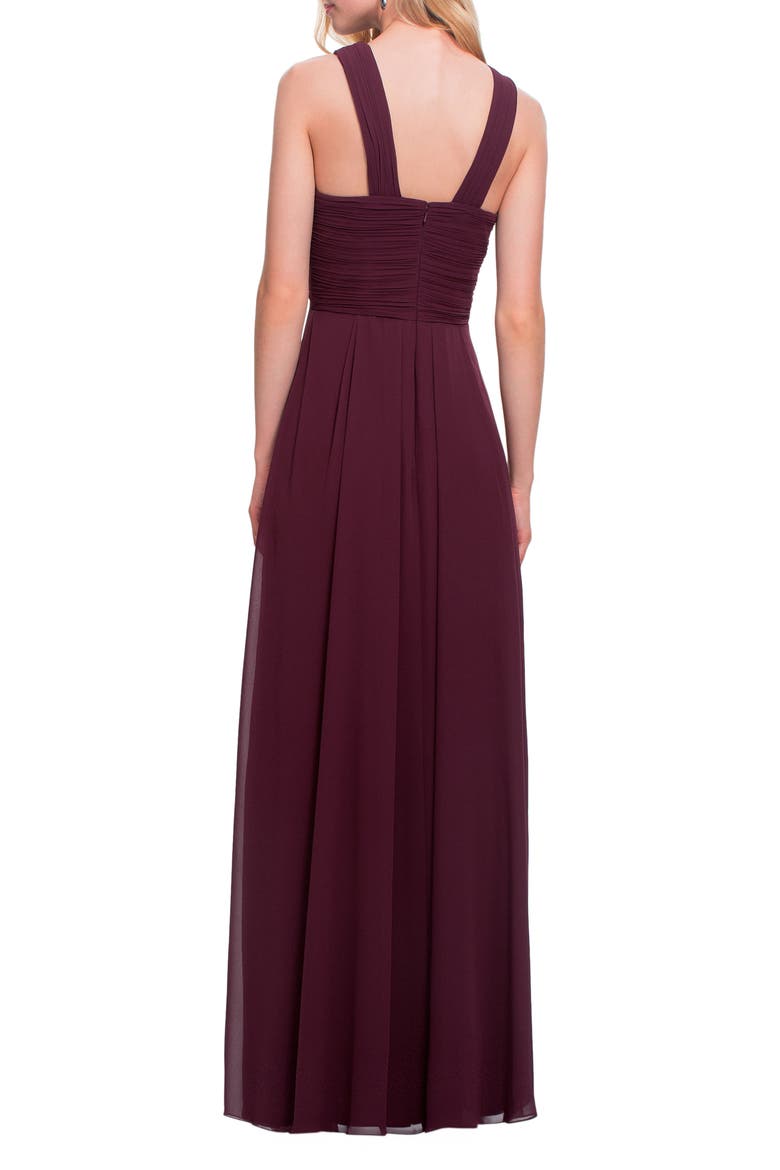 Crisscross Neck Chiffon A-Line Gown, Alternate, color, WINE