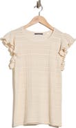 T Tahari Ruffle Cap Sleeve Pointelle Sweater