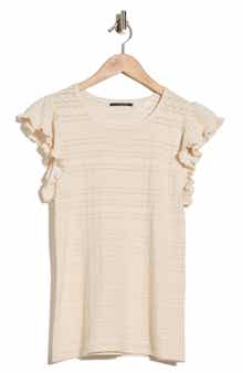 Ruffle Cap Sleeve Pointelle Sweater
