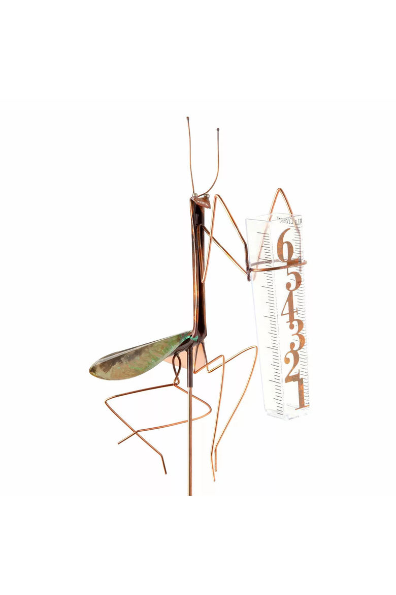 Praying Mantis Rain Gauge by Haw Creek Forge, Alternate, color, Copper